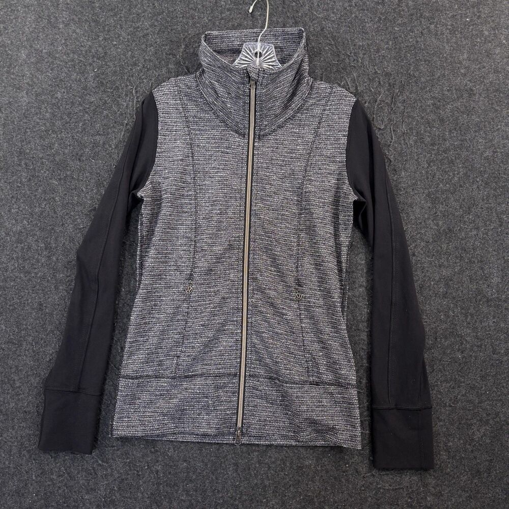 Lululemon Daily Yoga Jacket Women's 6 Gray Black Knit Full Zip Pockets Track